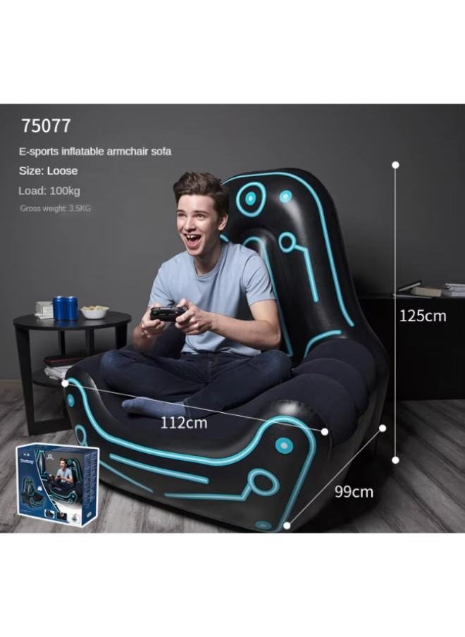 Generic - Inflatable Gaming Chair with Comfortable Backrest and Oversized Armrests for Lounging Mesh Pocket for Video Game Controller Storage - Image 1