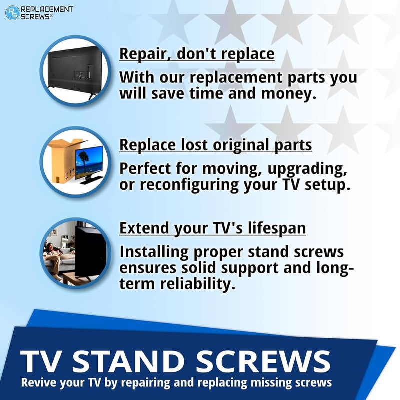 ReplacementScrews براغي حامل التلفاز متوافقة مع سامسونج 6003-001334 (M4XL14) - مجموعة من 4 - Image 5