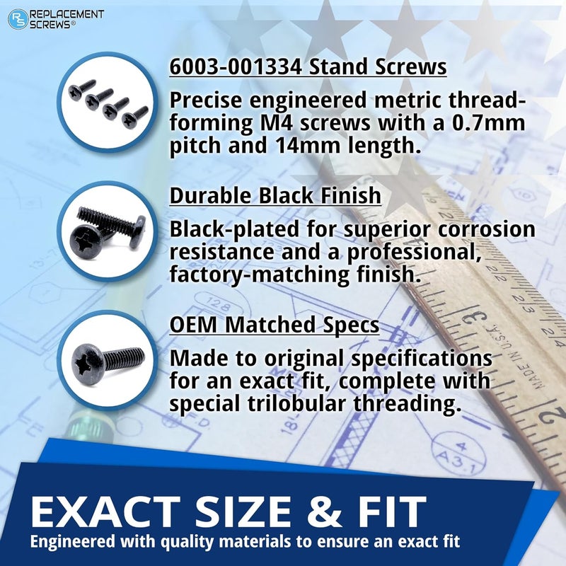 ReplacementScrews براغي حامل التلفاز متوافقة مع سامسونج 6003-001334 (M4XL14) - مجموعة من 4 - Image 3