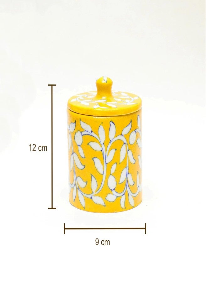 Desi Favors Decorative Bathroom Ceramic Jar with Lid - Dispenser Apothecary Vanity Canister for Cotton Balls, Rounds, Pads, Swabs, Makeup Sponges, Hair Accessories, Q-Tips - Storage Container 4.7x3.5 Inch - Image 3