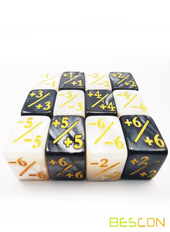 BESCON 12pcs 16mm Positive and Negative D6 Dice Counters Set in Brick Box, Marble Token Dice Loyalty Dice Compatible with MTG, CCG, Car - Image 4