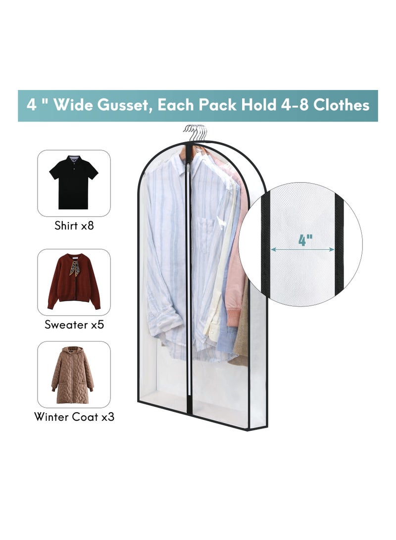 SYOSI 4 Pack Clear Garment Bags for Hanging Clothes W/ 4" Gussetes, 4 PCs Garment Bags, Hanging Clothes Storage, Suit Bags for Closet Storage and Travel (24'' x 40'') - Image 2