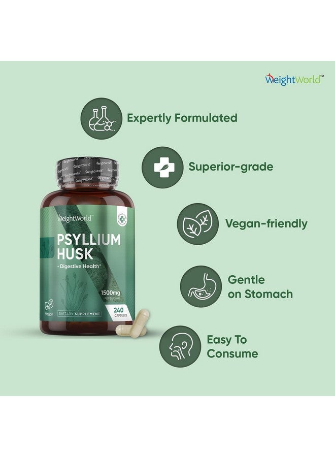 WeightWorld كبسولات وزن وورلد من قشور السيليوم 1500 ملغ لكل حصة، 240 كبسولة نباتية - إمداد لمدة 4 أشهر - لصحة الجهاز الهضمي - مكمل ألياف قشور السيليوم اليومي - غير معدّل وراثيًا، معتمد من GMP، وخالي من مسببات الحساسية - Image 5