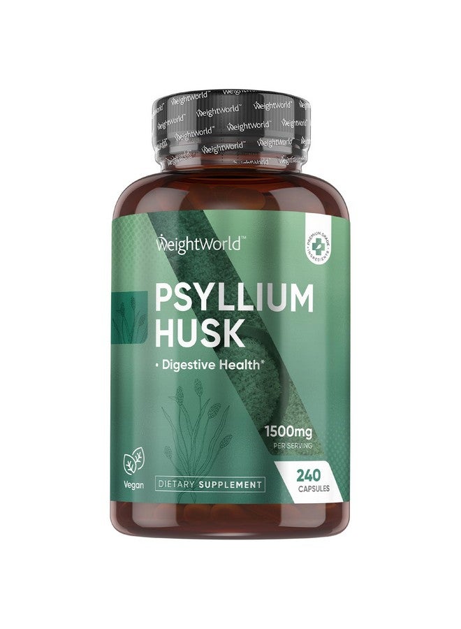 WeightWorld كبسولات وزن وورلد من قشور السيليوم 1500 ملغ لكل حصة، 240 كبسولة نباتية - إمداد لمدة 4 أشهر - لصحة الجهاز الهضمي - مكمل ألياف قشور السيليوم اليومي - غير معدّل وراثيًا، معتمد من GMP، وخالي من مسببات الحساسية - Image 1