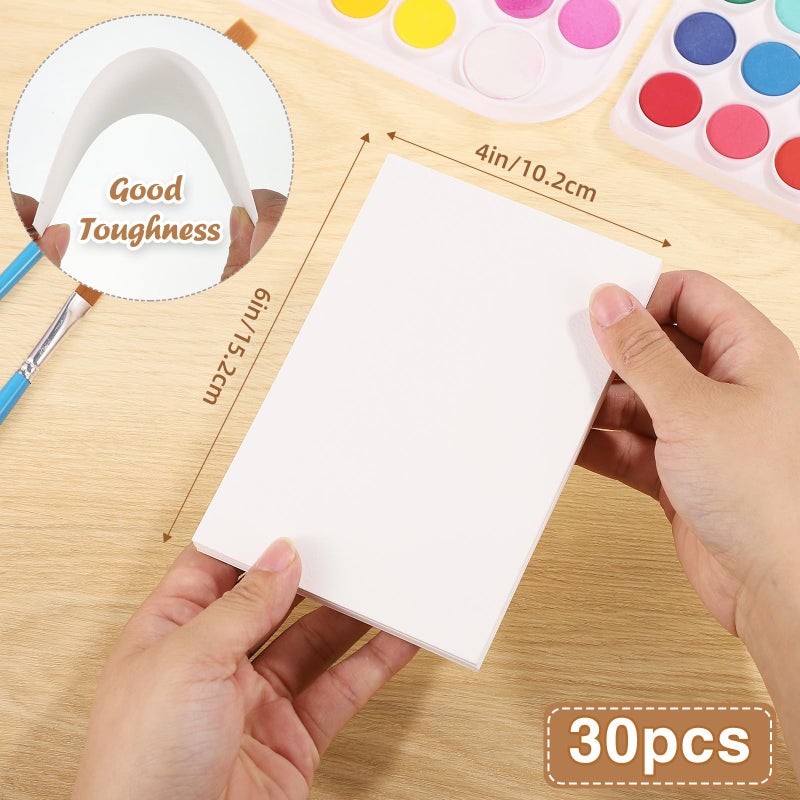 Prudiut 30 Sheets Watercolor Paper Bulk, 140 lb/300 GSM Cold Press Watercolor Paper White Water Color Paper Cotton Paper for Kids Students Adults Beginners Artists(4 x 6 Inch) - Image 2