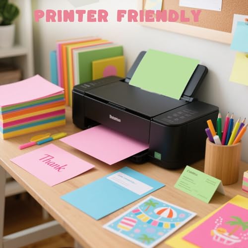 3 otters 200Sheets Construction Paper, Cardstock 8.5" x 11 ", 10 Assorted Colors Card Stock Printer Paper 65 lb/180 GSM, for Printing, DIY Craft, Kids School Supplies, Back to School, Party Decoration - Image 3