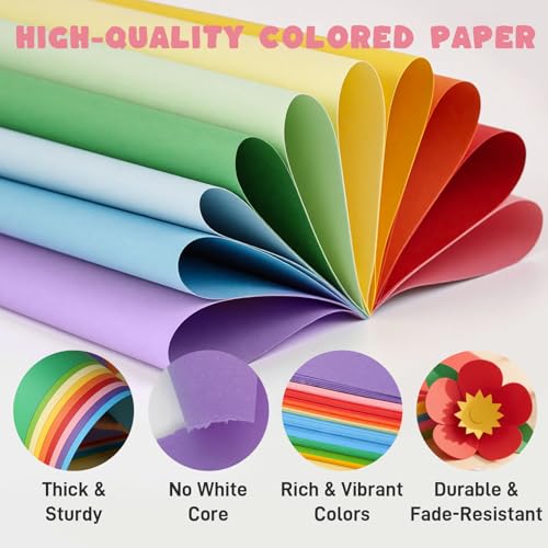 3 otters 200Sheets Construction Paper, Cardstock 8.5" x 11 ", 10 Assorted Colors Card Stock Printer Paper 65 lb/180 GSM, for Printing, DIY Craft, Kids School Supplies, Back to School, Party Decoration - Image 2