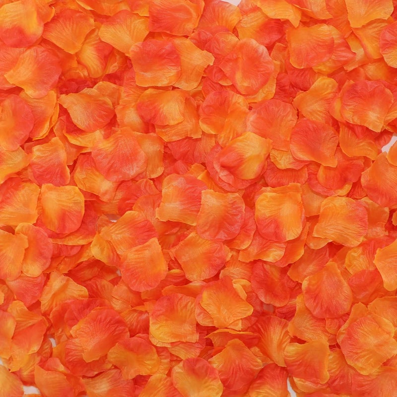 CODE FLORIST كود فلوريست 1100 قطعة بتلات ورد حريري أحمر غروب الشمس لديكورات الزفاف الخريفية (منفصلة، معطرة) - Image 3