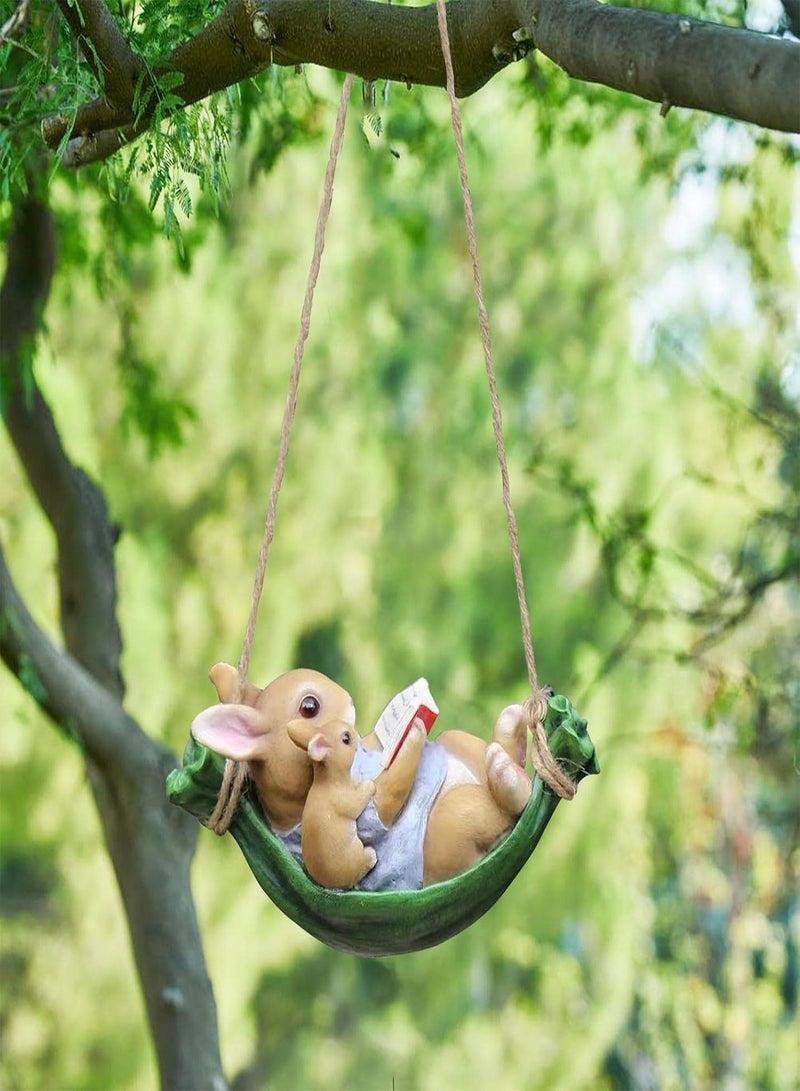 GGOOT Rabbit Swing,Swing Cute Resin Rabbit | Simulation Gray Outdoor Garden Landscape Hanging Decoration Special Home Animal Statue Gifts - Image 2