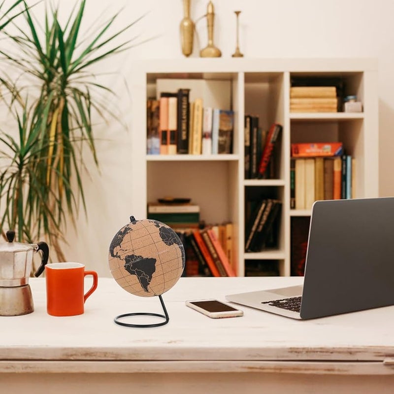 Artibetter Cork Globe Desktop World Map With Stand Sustainable Material Educational Travel Tracking Decor - Image 5