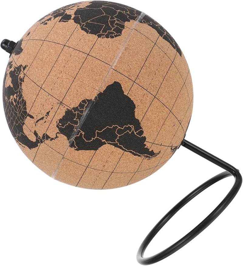 Artibetter Cork Globe Desktop World Map With Stand Sustainable Material Educational Travel Tracking Decor - Image 2