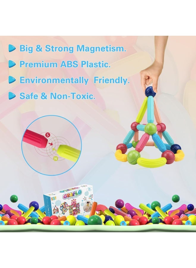 Magnetic Building Blocks Magnetic Sticks and Balls Game Set Construction Set 100 Pcs Early Educational STEM Learning Montessori Preschool Toys Magnet Construction Set for Kids 3+ years - Image 2