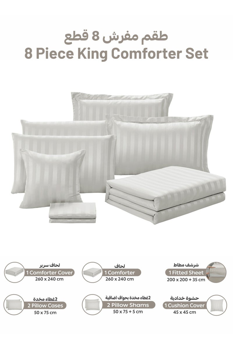 دوناتيلا مفرش سرير مزدوج مايكروفايبر يناسب سرير 200×200 سم 8 قطع حشوة قابلة للنزع بتصميم مقلم - Image 4