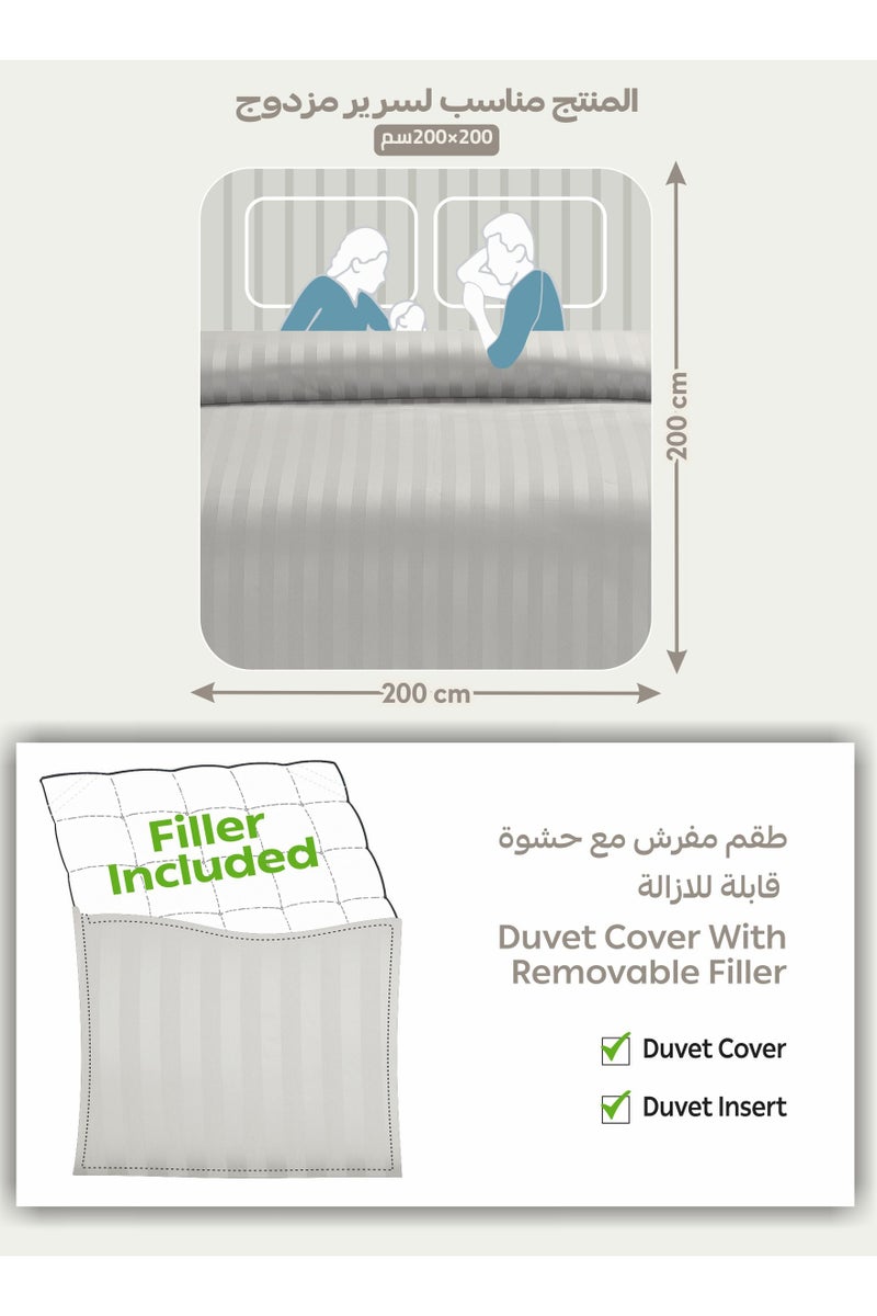 دوناتيلا مفرش سرير مزدوج مايكروفايبر يناسب سرير 200×200 سم 8 قطع حشوة قابلة للنزع بتصميم مقلم - Image 3