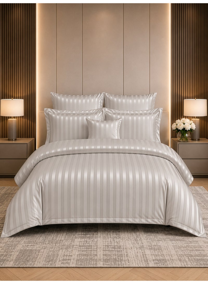 دوناتيلا مفرش سرير مزدوج مايكروفايبر يناسب سرير 200×200 سم 8 قطع حشوة قابلة للنزع بتصميم مقلم - Image 1