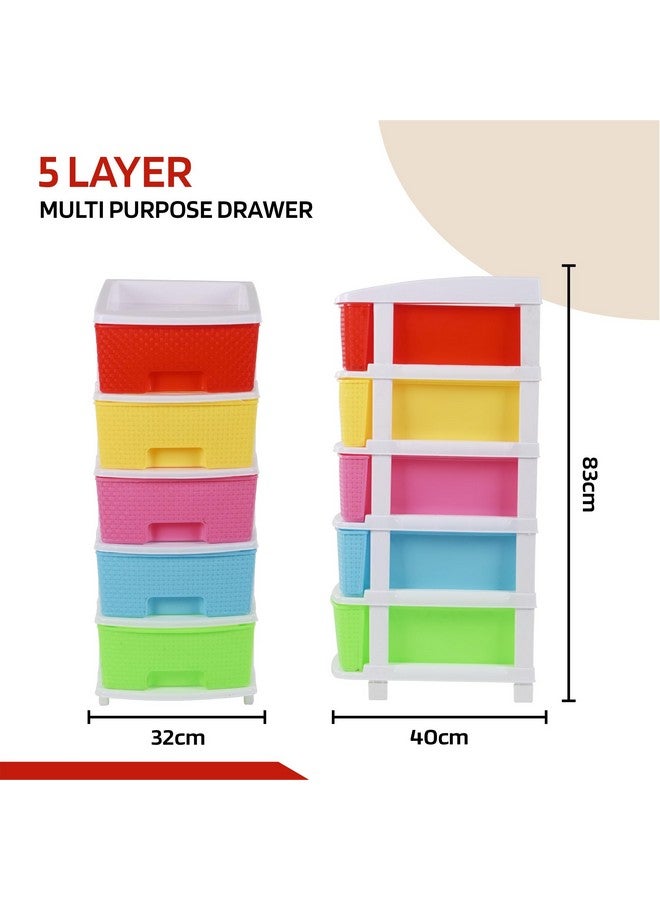 Kuber Industries Kuber Industries 5-Layer & 80 Ltr Plastic Drawer Storage Organiser | Modular Kitchen & Toy Organizer For Kids Room | Multicolor  - Image 3