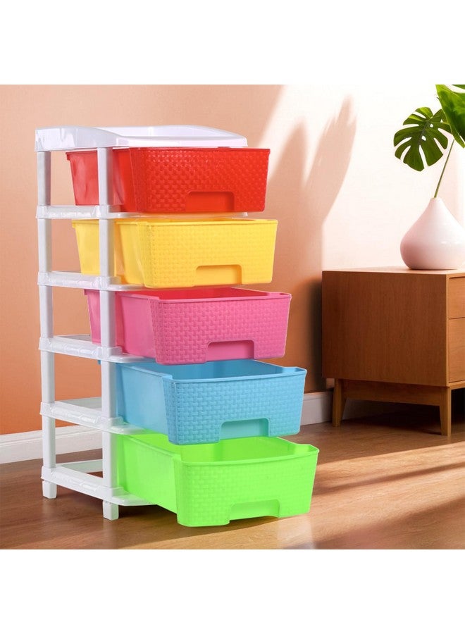 Kuber Industries Kuber Industries 5-Layer & 80 Ltr Plastic Drawer Storage Organiser | Modular Kitchen & Toy Organizer For Kids Room | Multicolor  - Image 1