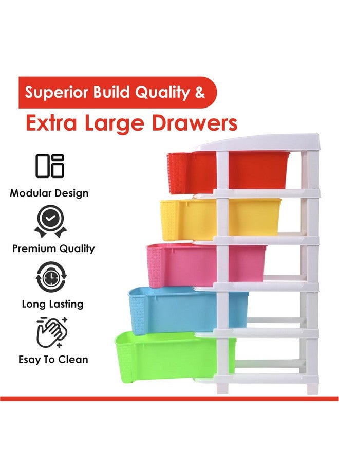 Kuber Industries Kuber Industries 5-Layer & 80 Ltr Plastic Drawer Storage Organiser | Modular Kitchen & Toy Organizer For Kids Room | Multicolor  - Image 4