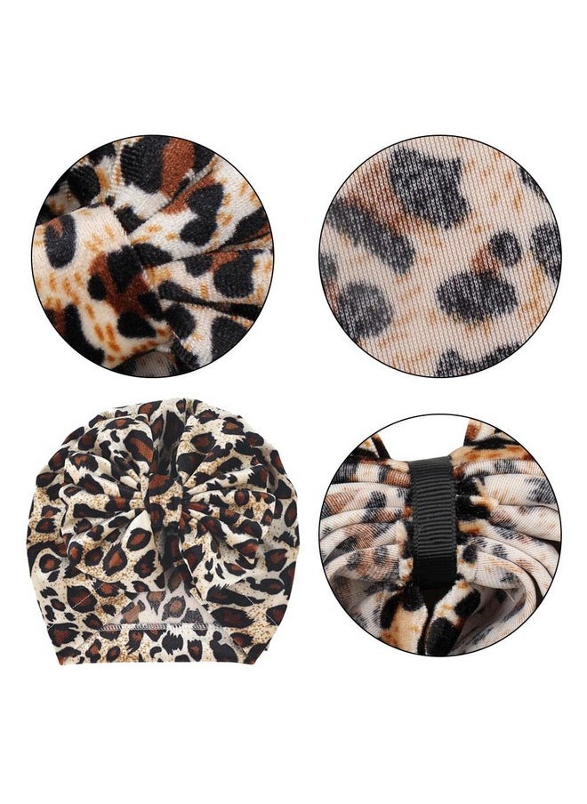 JustMyDress JustMyDress Baby Leopard Headband Turban with Bow Hair Band Bowknot Hair Accessories JBC07 (E1-Beanie)  - Image 3