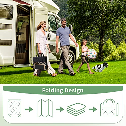 GENIMO 5' x 8' Outdoor Rug Waterproof for Patio Decor, Foldable Reversible Plastic Straw Area Rugs Mat for Camper, Outside Carpet for Rv, Deck, Porch, Picnic, Beach, Balcony, Black & Brown - Image 5