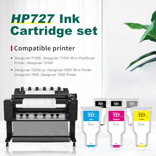 YOUEXPERT Compatible for HP 727XL Yellow 300ML Replacement for HP 727 F9J78A 727Y for HP DesignJet T920 T930 T1500 T1530 T2500 T2530 Printers (1 Pack) - Image 2