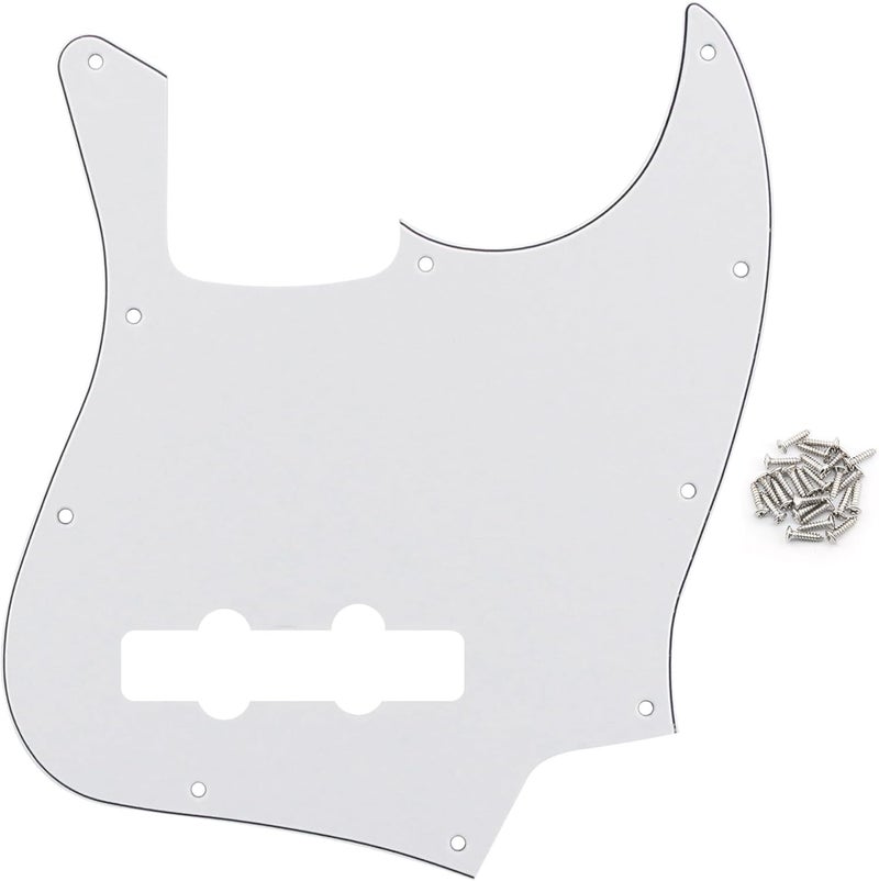 FLEOR 3Ply White 10 Hole J Bass Pickguard Scratch Plate Pick Guards for 4 Strings American/Mexican Standard J Bass Part - Image 1