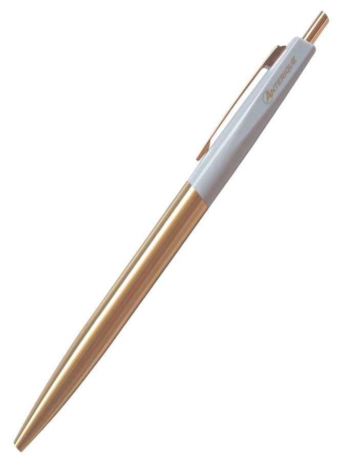 FindTape Anterique Brass Collection Ballpoint Pens Ultra-Low Viscosity, 5-7/8 in. (Pearl Grey) / fine / 0.5mm ball - Image 1