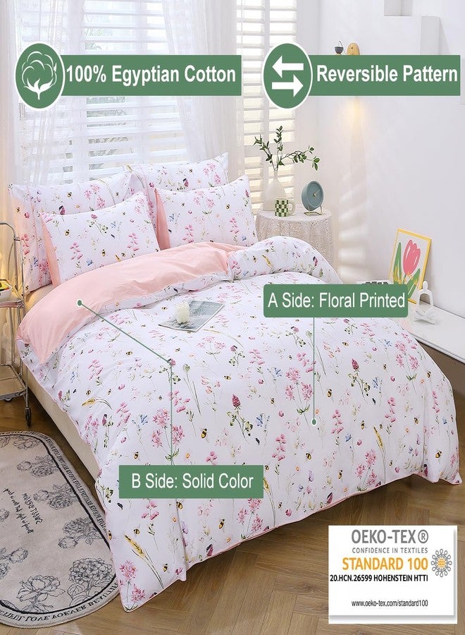 URBONUR Girls Duvet Cover Set Twin Size 3PCS Pink Flowers Cute Animals Bees Printed Bedding Sets for Kids Teen, Soft Wrinkle Fade Resistant Bed Sets for Girls Bedroom Decor - Image 2