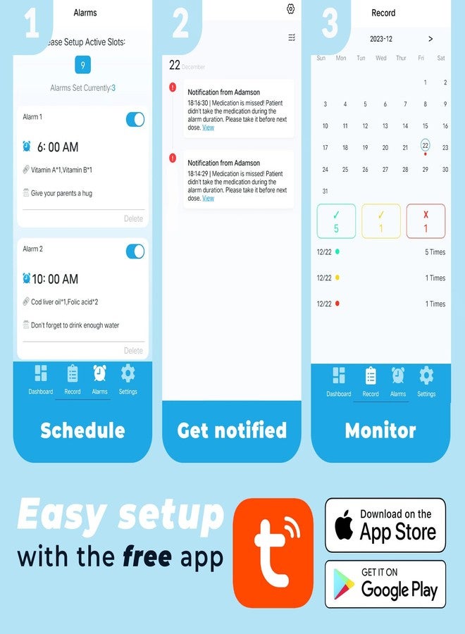 KLIM Smart Pill Dispenser with Alarm - WiFi Monitoring App - 28-Day Automatic Medicine Dispenser for Elderly & Alzheimer’s Care - Lock Key - New Version - Image 5