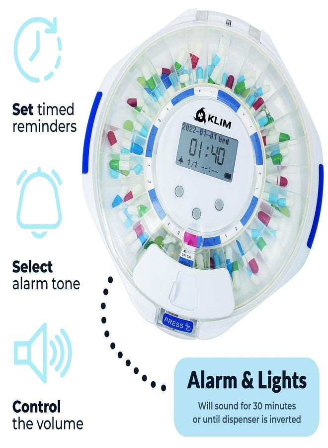 KLIM Smart Pill Dispenser with Alarm - WiFi Monitoring App - 28-Day Automatic Medicine Dispenser for Elderly & Alzheimer’s Care - Lock Key - New Version - Image 2