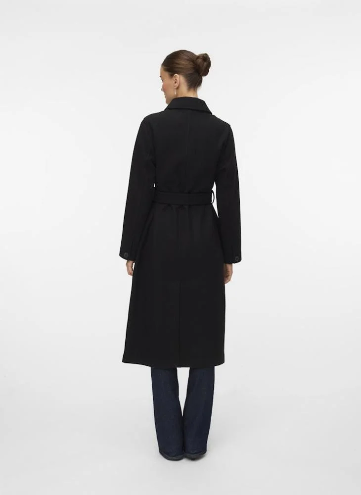 فيرو مودا معطف طويل بأزرار وياقة