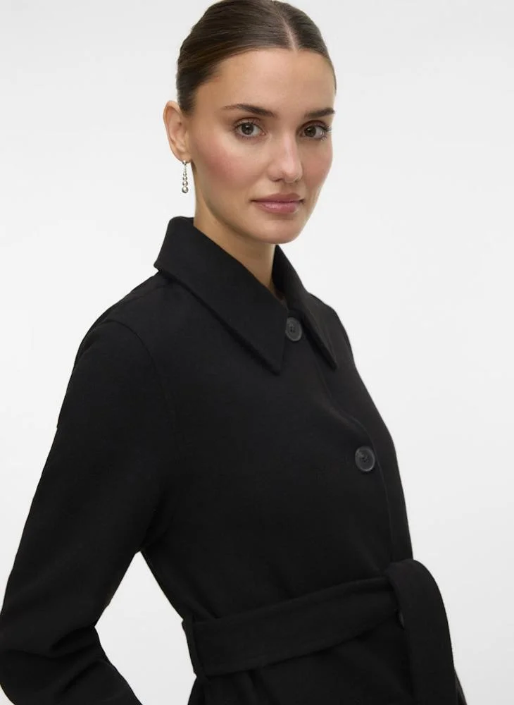 فيرو مودا معطف طويل بأزرار وياقة