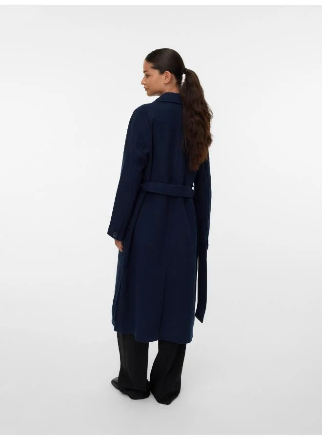 VERO MODA Button Down Long Coat with Collar
