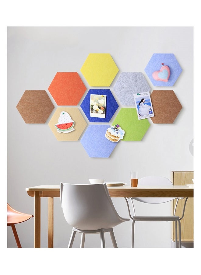 Generic 8 Pcs Hexagon Self Adhesive Felt Bulletin Boards with Push Pins Perfect for Photos Memos and Wall Decor Color B  - Image 5