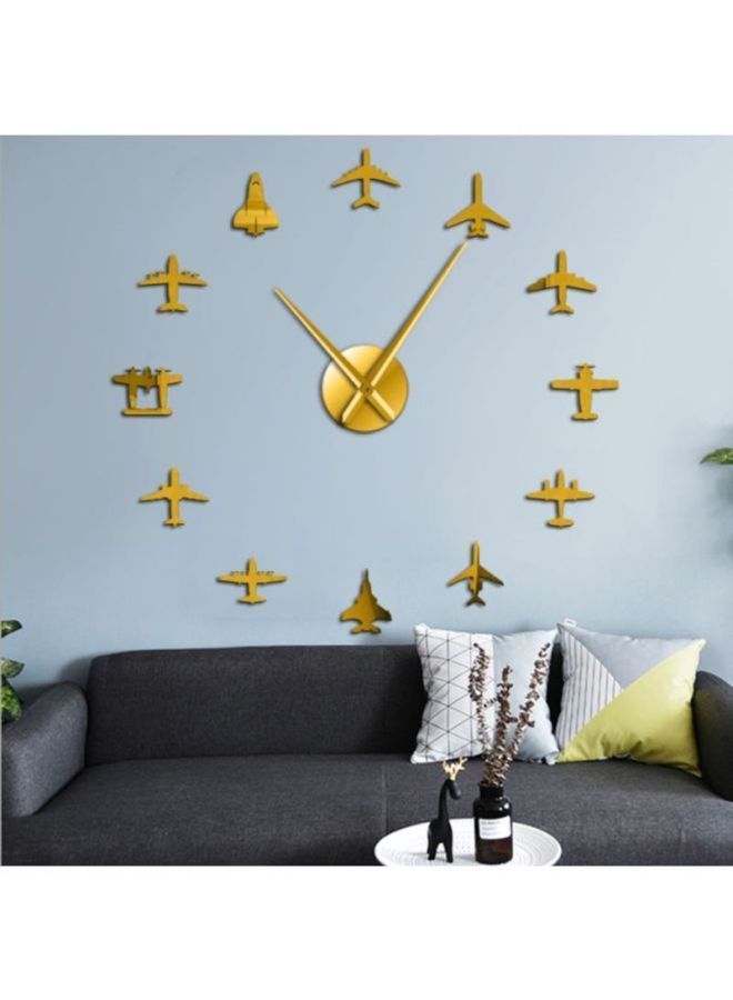 NIBEMINENT DIY Airplanes And Flying Fighter Jets Patterned Wall Clock Gold 15x10x4.5cm - Image 2