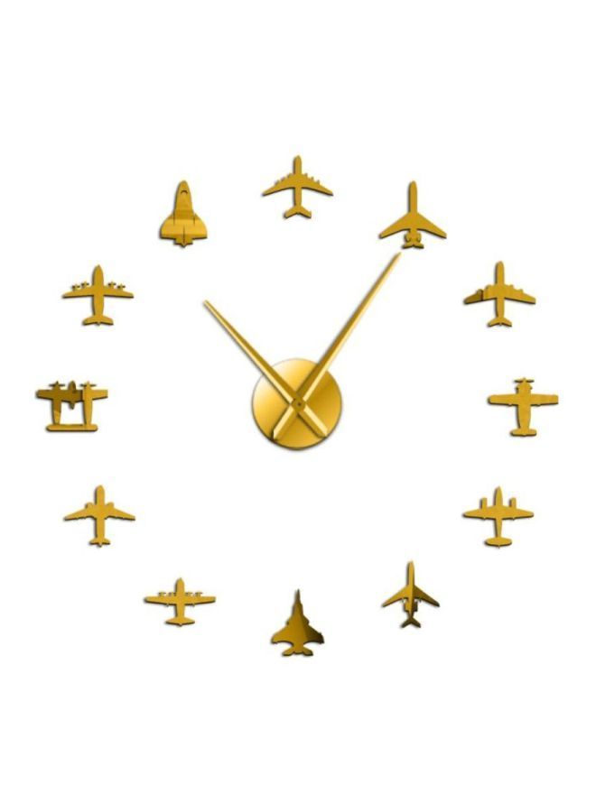 NIBEMINENT DIY Airplanes And Flying Fighter Jets Patterned Wall Clock Gold 15x10x4.5cm - Image 1