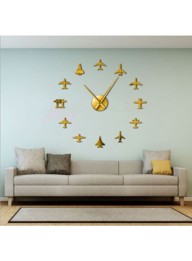 NIBEMINENT DIY Airplanes And Flying Fighter Jets Patterned Wall Clock Gold 15x10x4.5cm - Image 3