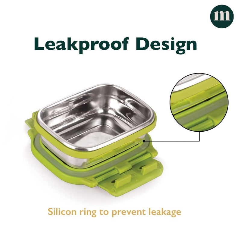 MARU Stainless Steel Lunch Box for Office and School, Durable, Stylish, & Perfect Tiffin Box for Men, Women, and Kids – Ideal Clip for Daily Use, (Green Colour) - Image 3
