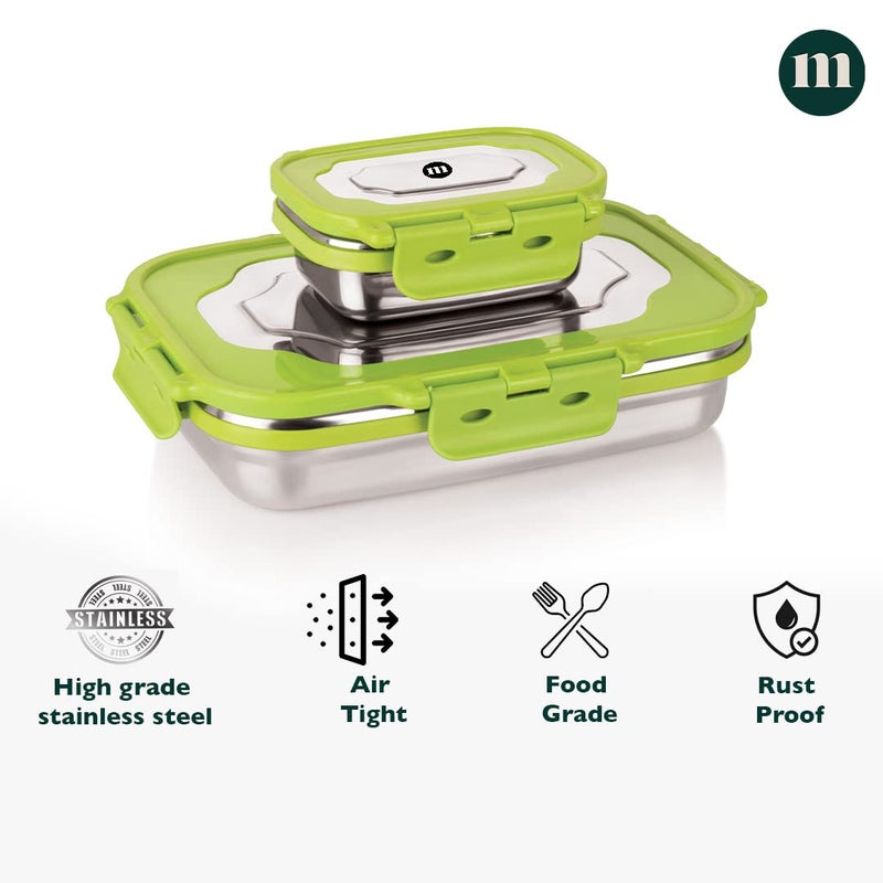 MARU Stainless Steel Lunch Box for Office and School, Durable, Stylish, & Perfect Tiffin Box for Men, Women, and Kids – Ideal Clip for Daily Use, (Green Colour) - Image 4