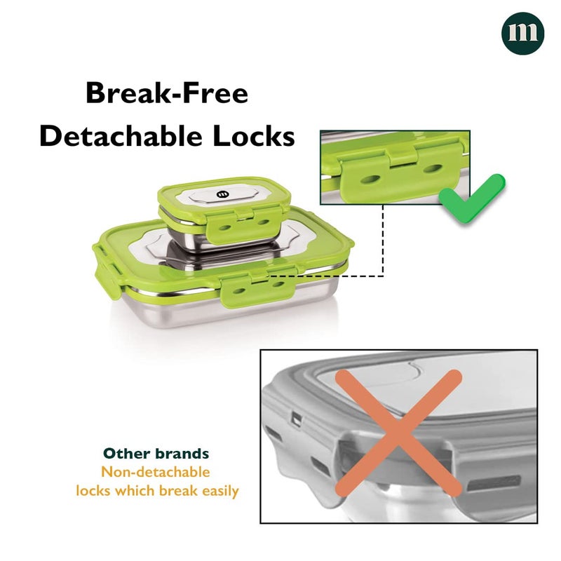 MARU Stainless Steel Lunch Box for Office and School, Durable, Stylish, & Perfect Tiffin Box for Men, Women, and Kids – Ideal Clip for Daily Use, (Green Colour) - Image 5