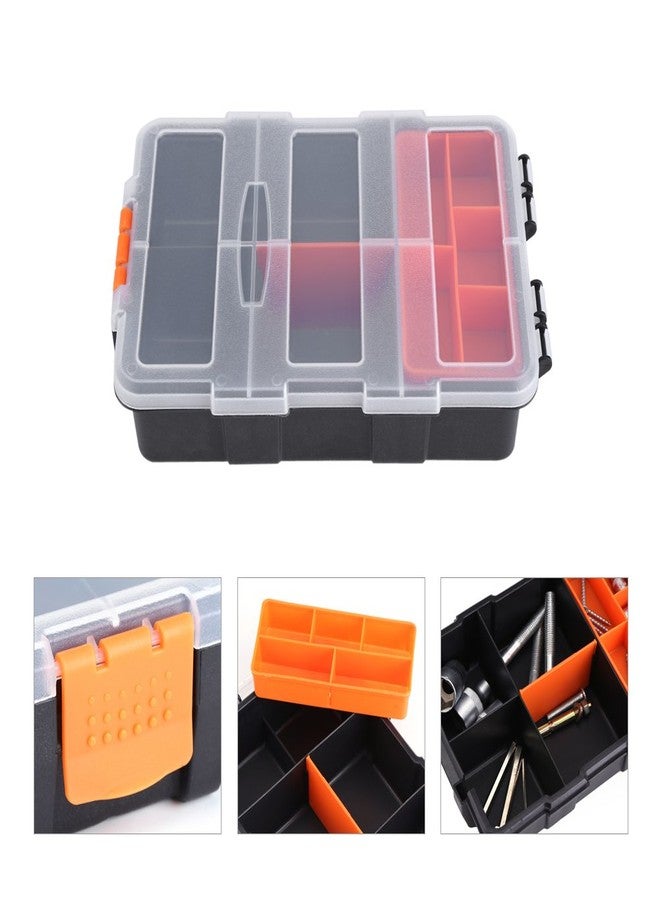 Fdit Plastic Heavy-Duty Tool Storage Box Two-Layer Components Storage Case Organizer Small Parts Tool Box - Image 3