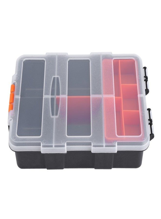 Fdit Plastic Heavy-Duty Tool Storage Box Two-Layer Components Storage Case Organizer Small Parts Tool Box - Image 1