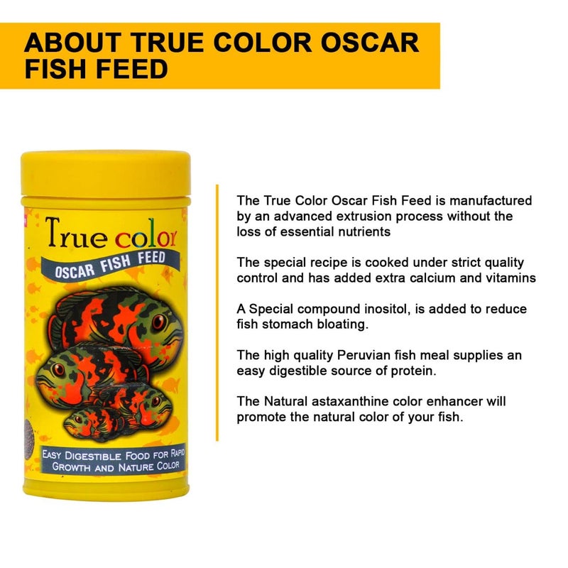 TUNAI طعام الأسماك الخاص أوسكار Sf+ True Color |100غ| كريات 4 مم| غذاء الأسماك المدعم بـ 55% بروتين، كالسيوم، فيتامينات، يحتوي على معزز لون طبيعي وينظم الهضم - لجميع مراحل الحياة - Image 2