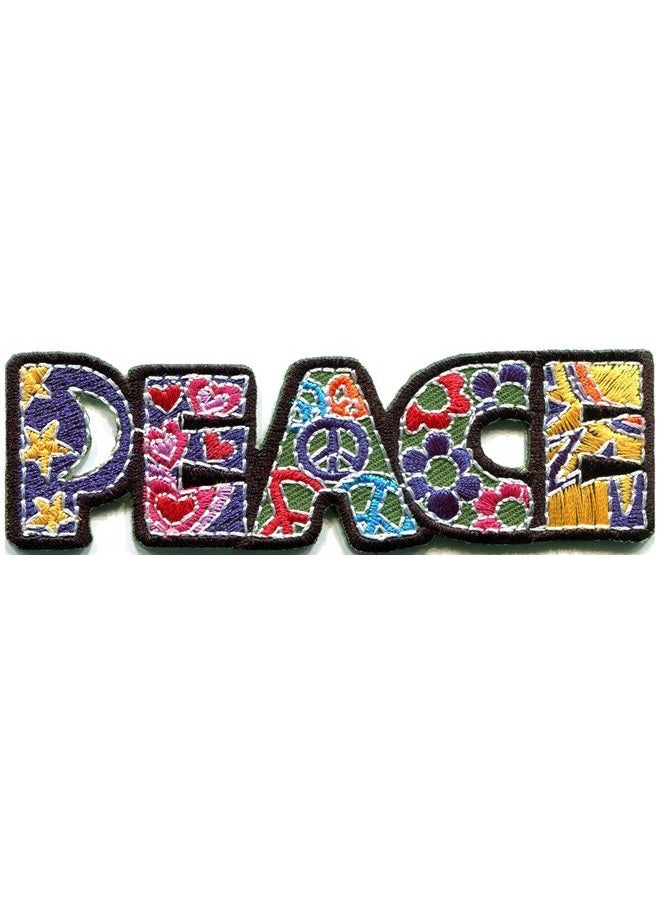 Peace sign hippie boho retro flower power summer of love hippy applique es, Cute Applique Sew Iron on Kids Craft for Bags Jackets Jeans Clothes