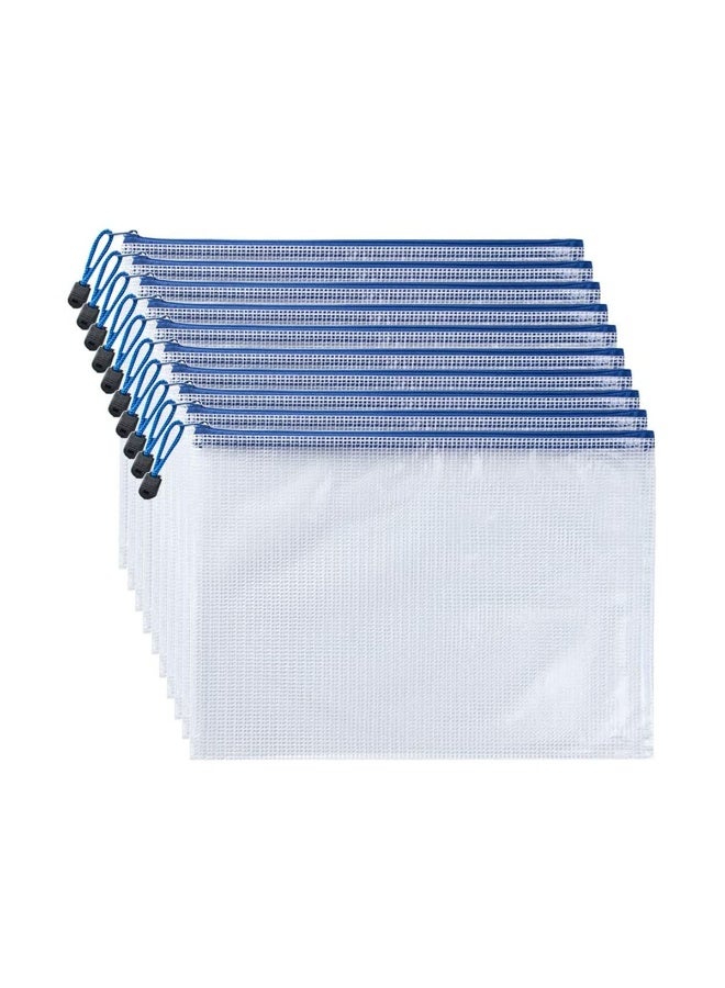 10 Pcs Zipper File Bag, Document Zipper Storage Bag, Clear Office Document Bags File Receipts Mesh Pouch, Lightweight and Portable, Suitable for Office School Home Travel, A4 Size - Image 1