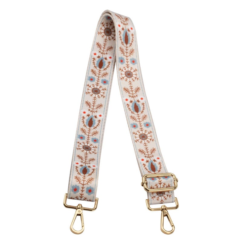Zanqano Crossbody Strap For Purses Replacement Adjustable Guitar Multicolor Style Handbag Straps (Foral W Gold Hardware) - Image 1