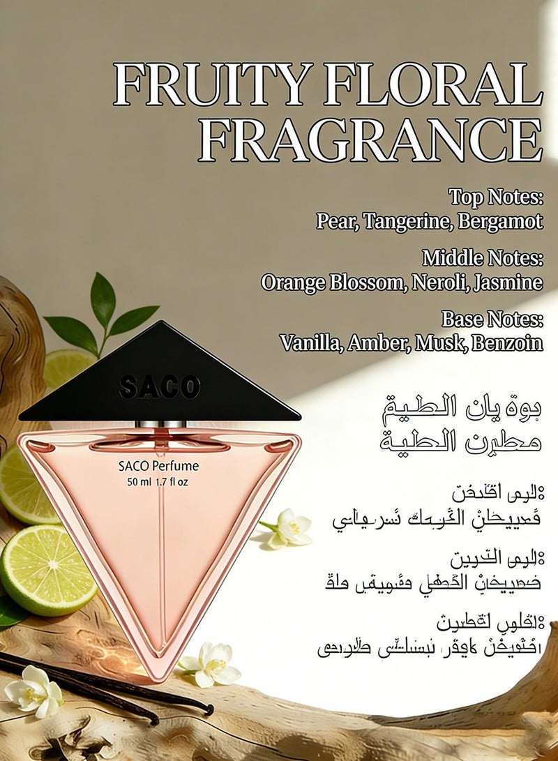 SACO Floral and Fruity Notes For Women's Perfume /Gift Box Packaging, the perfect gift choice. - Image 2