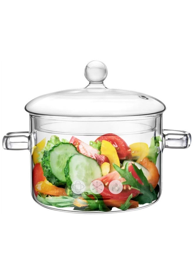 Osowake Glass Pots for Cooking on Stove, 1.5L/50oz Glass Pot with Lid, Heat-Resistant Simmer Pot for Stove Potpourri, Saucepan Pot FIts, Soup, Milk, Tea. - Image 1