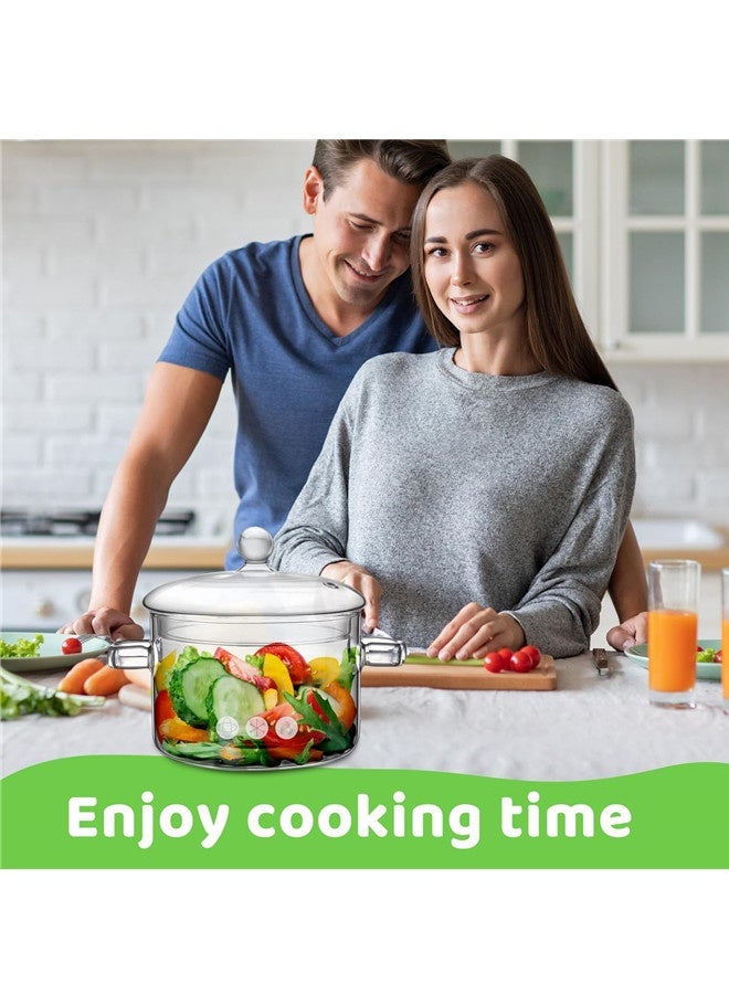 Osowake Glass Pots for Cooking on Stove, 1.5L/50oz Glass Pot with Lid, Heat-Resistant Simmer Pot for Stove Potpourri, Saucepan Pot FIts, Soup, Milk, Tea. - Image 2