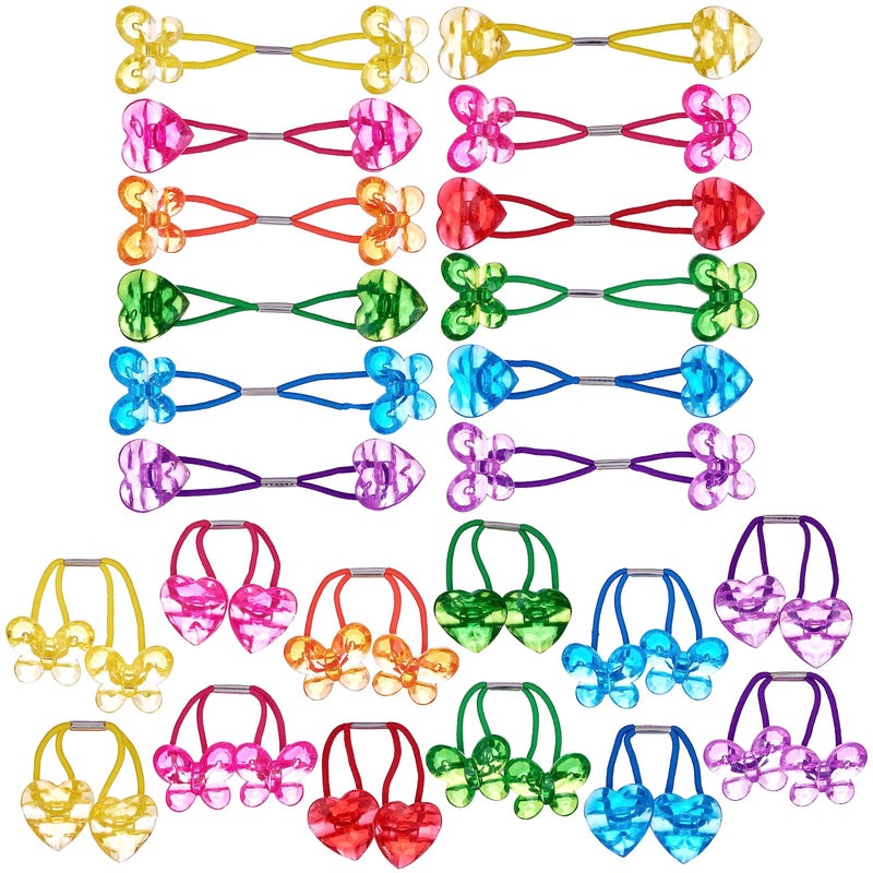 Expressions 24pc Heart & Butterfly Ponytailers, Assorted Multicolored Bead Hair Ties and Holders for Toddlers and Kids - Image 2